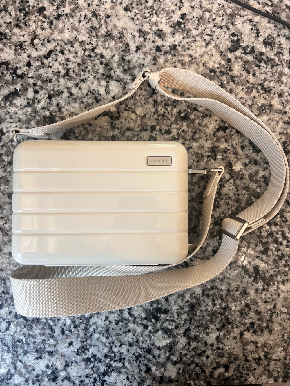 Away Cream Hardshell Crossbody Bag with Wide Strap
